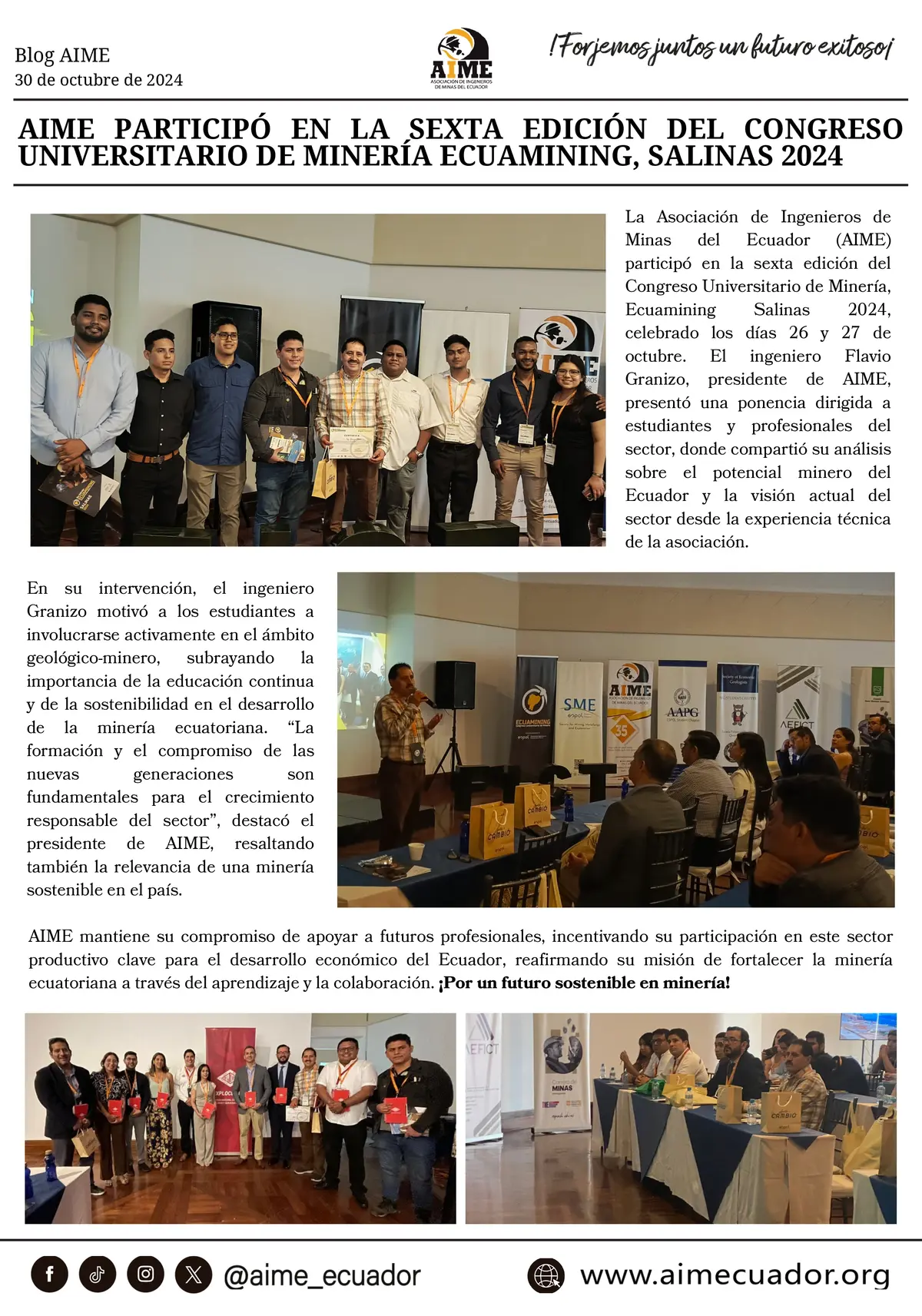 Congreso Universitario de Minería Ecuamining, Salinas 2024