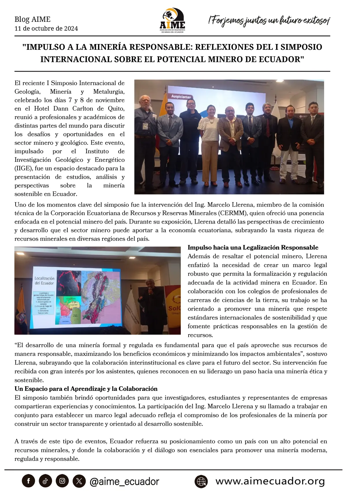 Impulso a la minería responsable: Reflexiones del I Simposio Internacional sobre el potencial minero de Ecuador